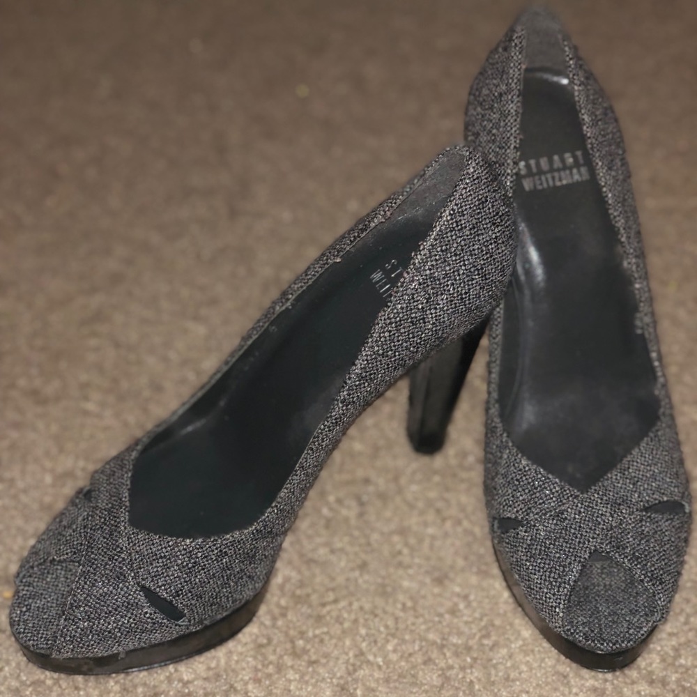 Gray Stuart Weitzman peep toe pump (Like new)